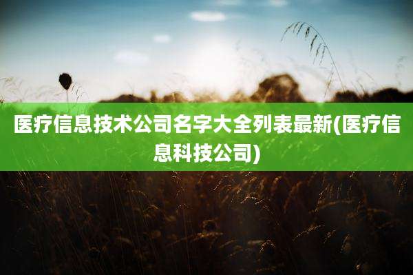 医疗信息技术公司名字大全列表最新(医疗信息科技公司)