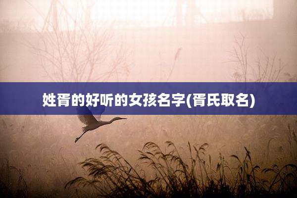 姓胥的好听的女孩名字(胥氏取名)