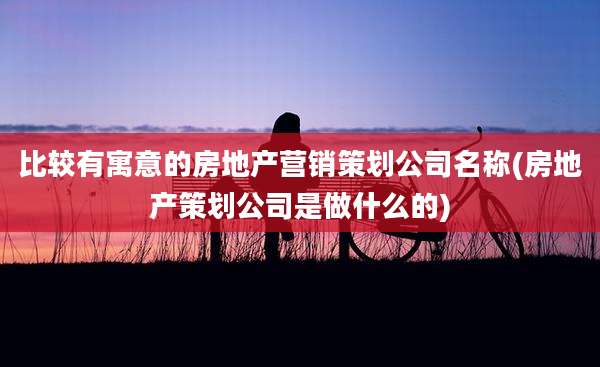 比较有寓意的房地产营销策划公司名称(房地产策划公司是做什么的)