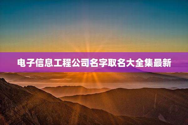 电子信息工程公司名字取名大全集最新