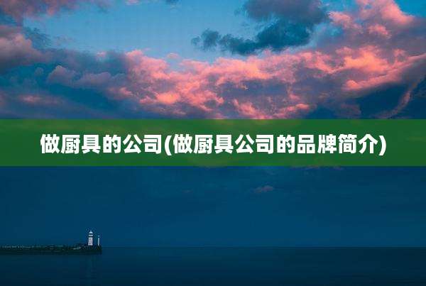 做厨具的公司(做厨具公司的品牌简介)