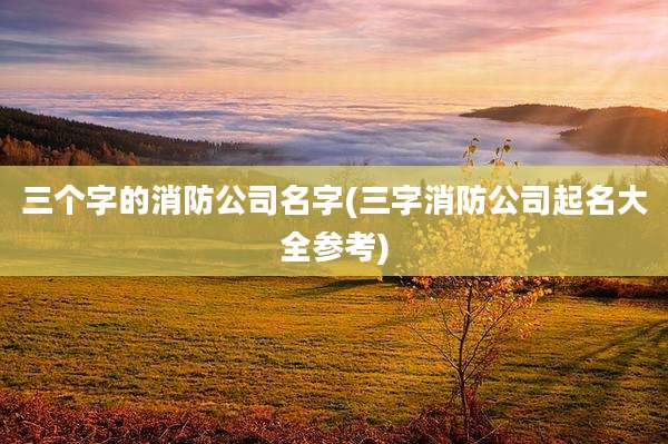 三个字的消防公司名字(三字消防公司起名大全参考)