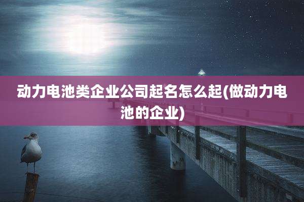 动力电池类企业公司起名怎么起(做动力电池的企业)