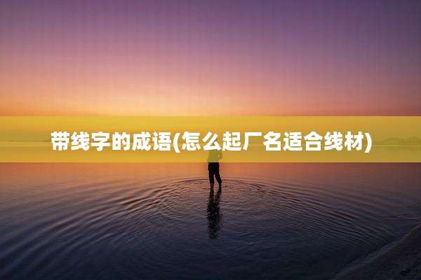 带线字的成语(怎么起厂名适合线材)