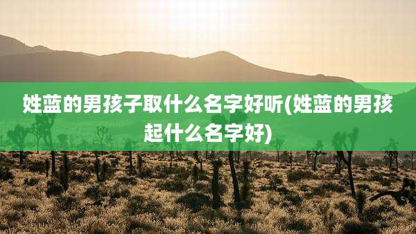 姓蓝的男孩子取什么名字好听(姓蓝的男孩起什么名字好)