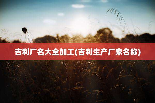 吉利厂名大全加工(吉利生产厂家名称)
