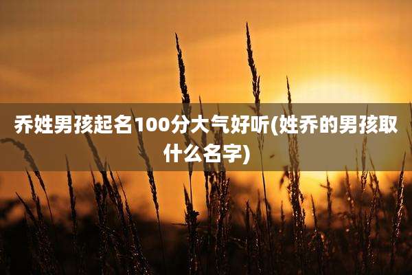 乔姓男孩起名100分大气好听(姓乔的男孩取什么名字)