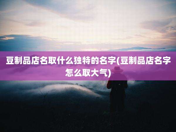 豆制品店名取什么独特的名字(豆制品店名字怎么取大气)