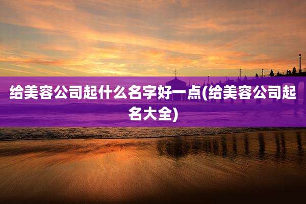 给美容公司起什么名字好一点(给美容公司起名大全)