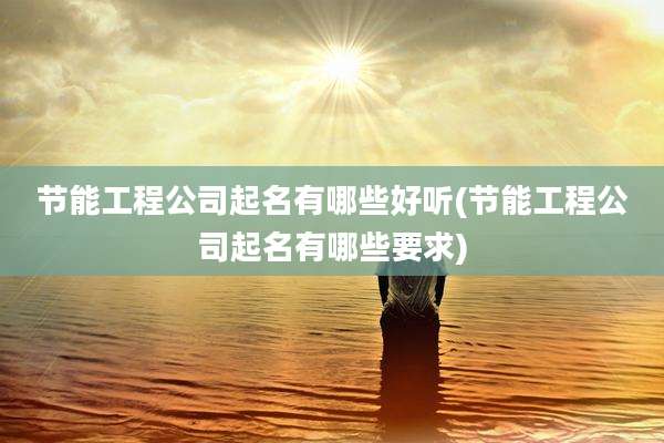 节能工程公司起名有哪些好听(节能工程公司起名有哪些要求)