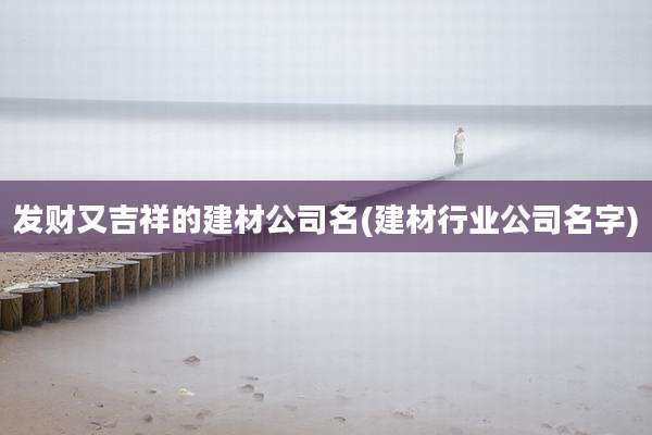 发财又吉祥的建材公司名(建材行业公司名字)