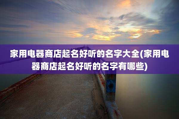 家用电器商店起名好听的名字大全(家用电器商店起名好听的名字有哪些)