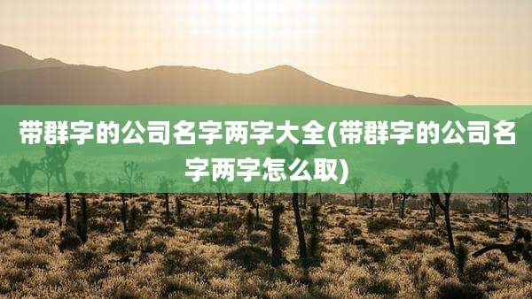 带群字的公司名字两字大全(带群字的公司名字两字怎么取)