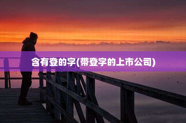 含有登的字(带登字的上市公司)