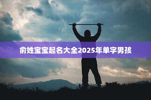 俞姓宝宝起名大全2025年单字男孩