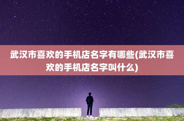 武汉市喜欢的手机店名字有哪些(武汉市喜欢的手机店名字叫什么)