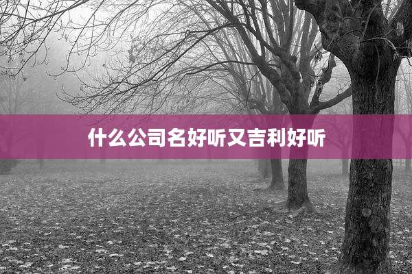 什么公司名好听又吉利好听