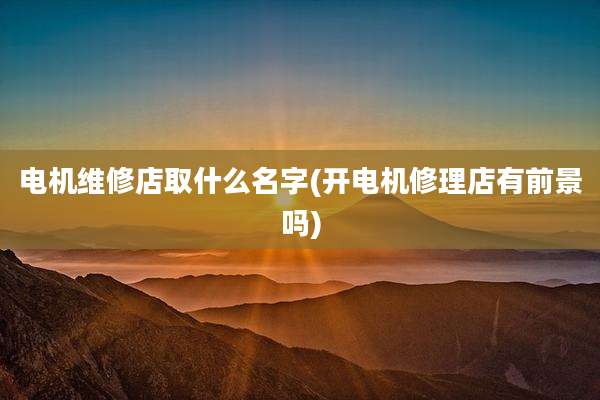 电机维修店取什么名字(开电机修理店有前景吗)