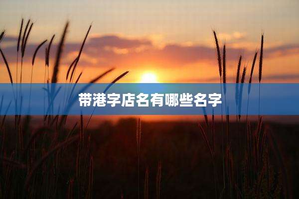 带港字店名有哪些名字