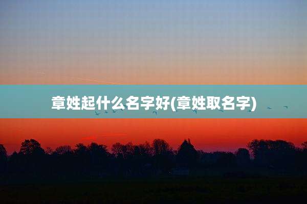 章姓起什么名字好(章姓取名字)