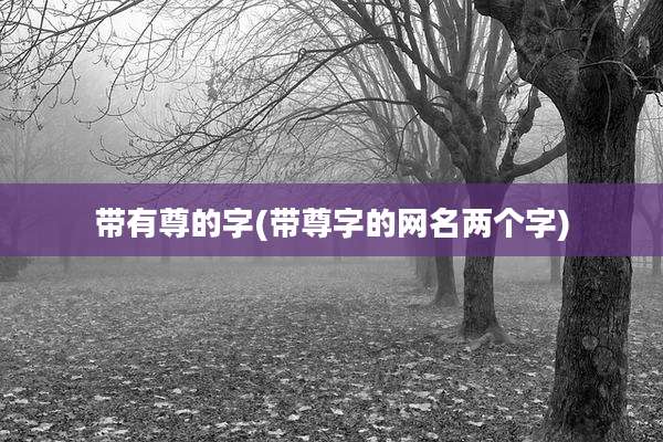带有尊的字(带尊字的网名两个字)