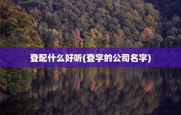 登配什么好听(登字的公司名字)