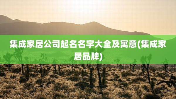 集成家居公司起名名字大全及寓意(集成家居品牌)