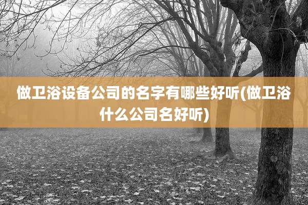 做卫浴设备公司的名字有哪些好听(做卫浴什么公司名好听)