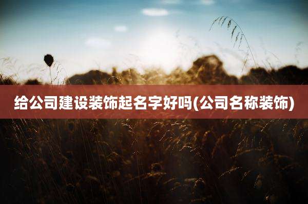 给公司建设装饰起名字好吗(公司名称装饰)