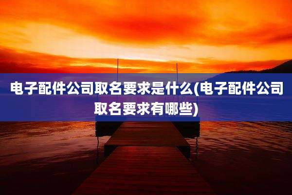 电子配件公司取名要求是什么(电子配件公司取名要求有哪些)