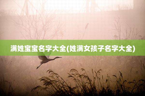 满姓宝宝名字大全(姓满女孩子名字大全)