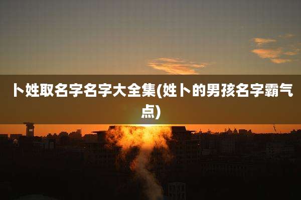 卜姓取名字名字大全集(姓卜的男孩名字霸气点)