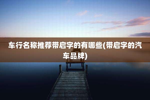 车行名称推荐带启字的有哪些(带启字的汽车品牌)