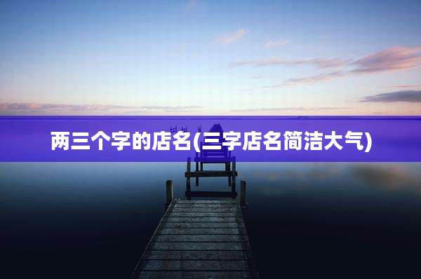 两三个字的店名(三字店名简洁大气)