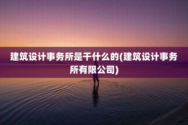 建筑设计事务所是干什么的(建筑设计事务所有限公司)