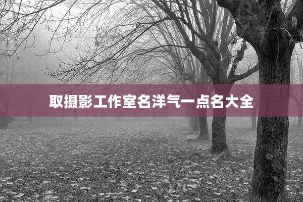 取摄影工作室名洋气一点名大全