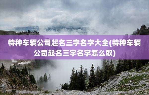 特种车辆公司起名三字名字大全(特种车辆公司起名三字名字怎么取)