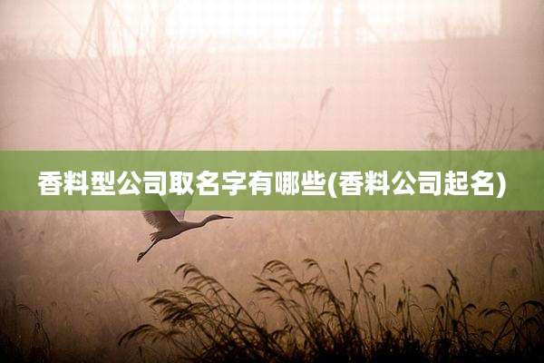 香料型公司取名字有哪些(香料公司起名)
