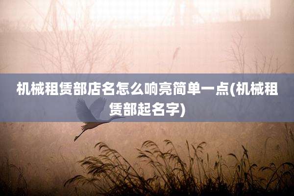 机械租赁部店名怎么响亮简单一点(机械租赁部起名字)