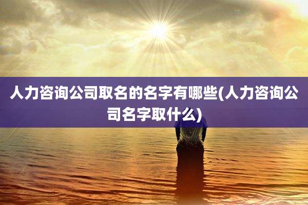 人力咨询公司取名的名字有哪些(人力咨询公司名字取什么)