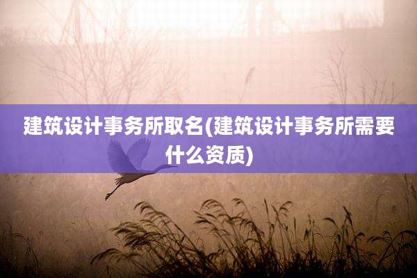 建筑设计事务所取名(建筑设计事务所需要什么资质)