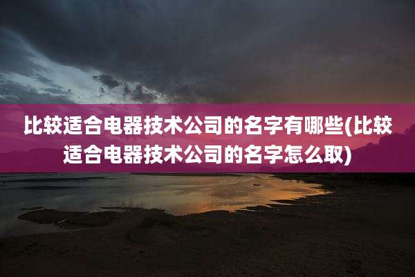 比较适合电器技术公司的名字有哪些(比较适合电器技术公司的名字怎么取)