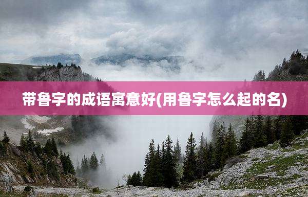 带鲁字的成语寓意好(用鲁字怎么起的名)