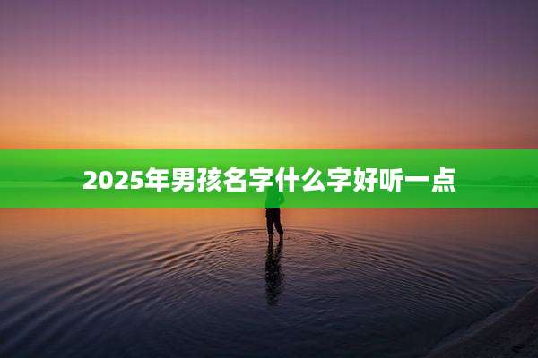 2025年男孩名字什么字好听一点