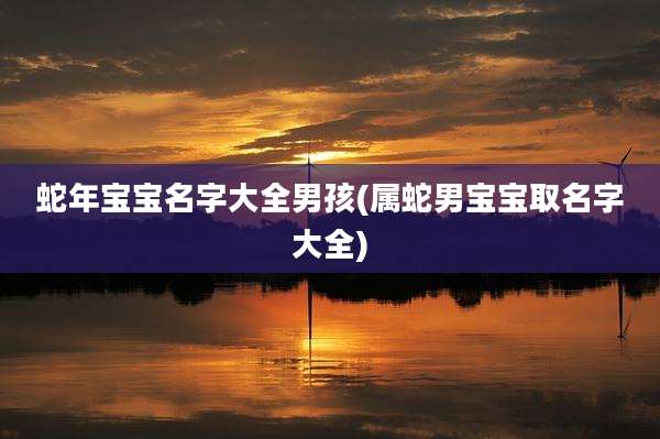 蛇年宝宝名字大全男孩(属蛇男宝宝取名字大全)