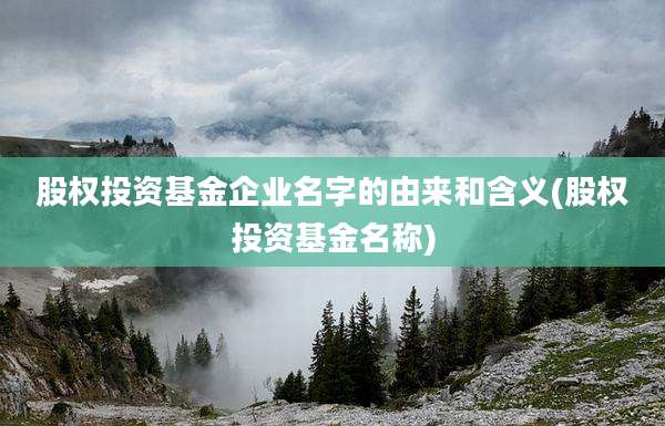 股权投资基金企业名字的由来和含义(股权投资基金名称)