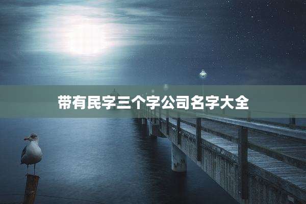 带有民字三个字公司名字大全