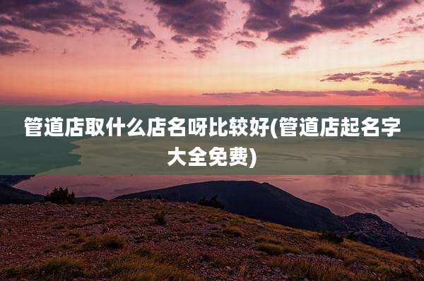 管道店取什么店名呀比较好(管道店起名字大全免费)