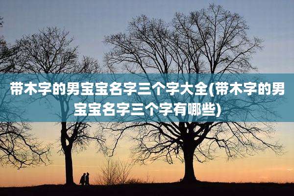 带木字的男宝宝名字三个字大全(带木字的男宝宝名字三个字有哪些)