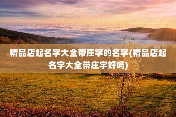 精品店起名字大全带庄字的名字(精品店起名字大全带庄字好吗)